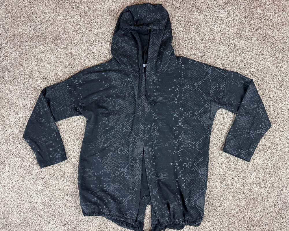 Tempo Paris Black Snake Print Hoodie Cardigan with Lace Star Back Applique